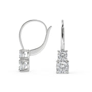 Jayden Cushion Cut 6 Prong Stacked Earrings Leverback - Nivetta